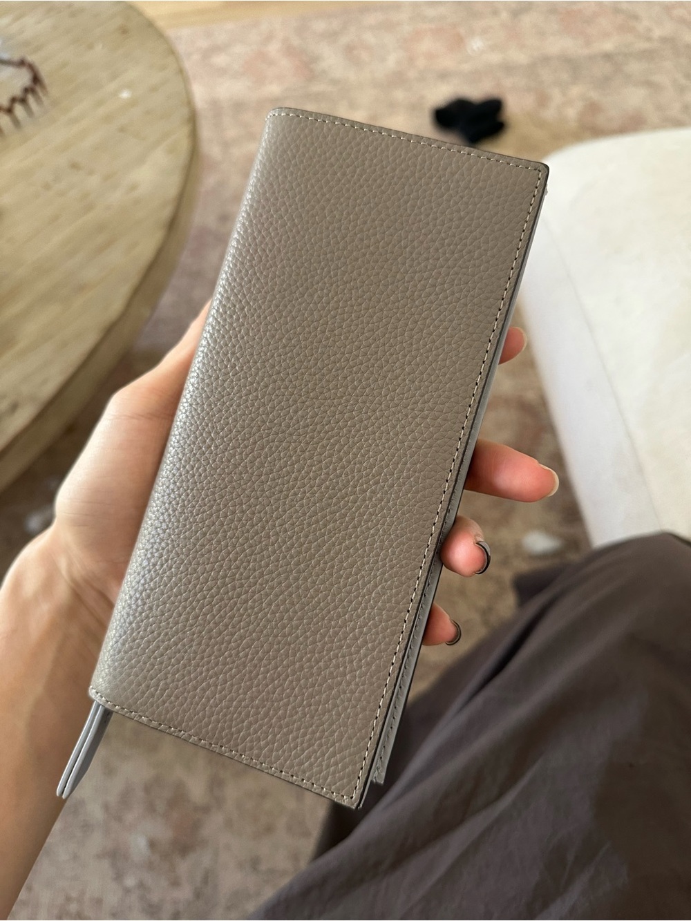 Slim Pebbled Leather Wallet - Taupe